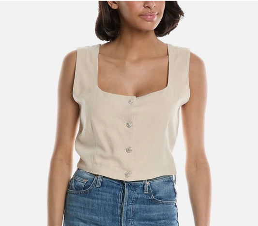 LUXE ALWAYS Linen-Blend Top