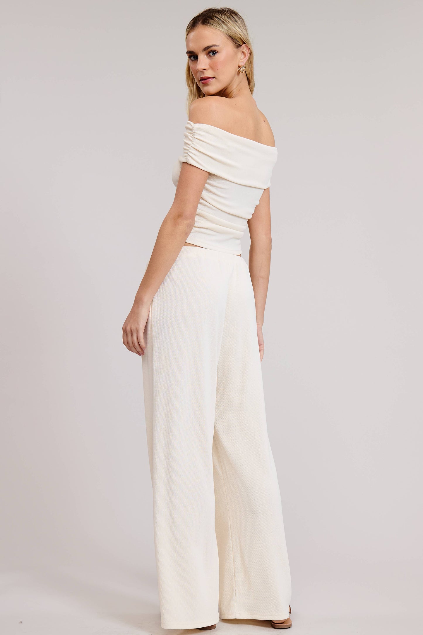 Mimosa - Off Shoulder Pants Set with Ruched Top