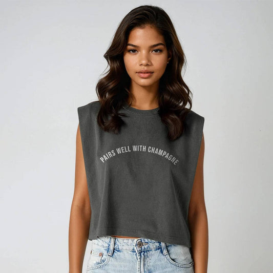 House of Lulu - Pairs Well with Champagne® Garment Dyed Muscle Tee