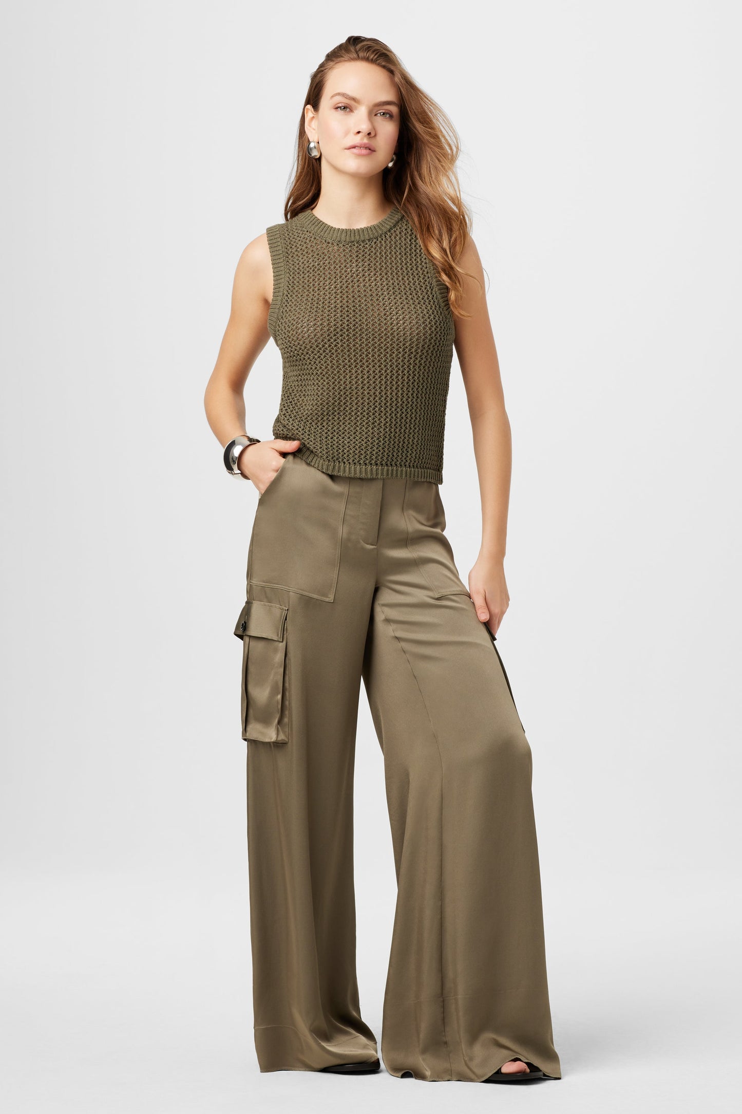 Malia Silky Satin Cargo Pant - TOCCIN