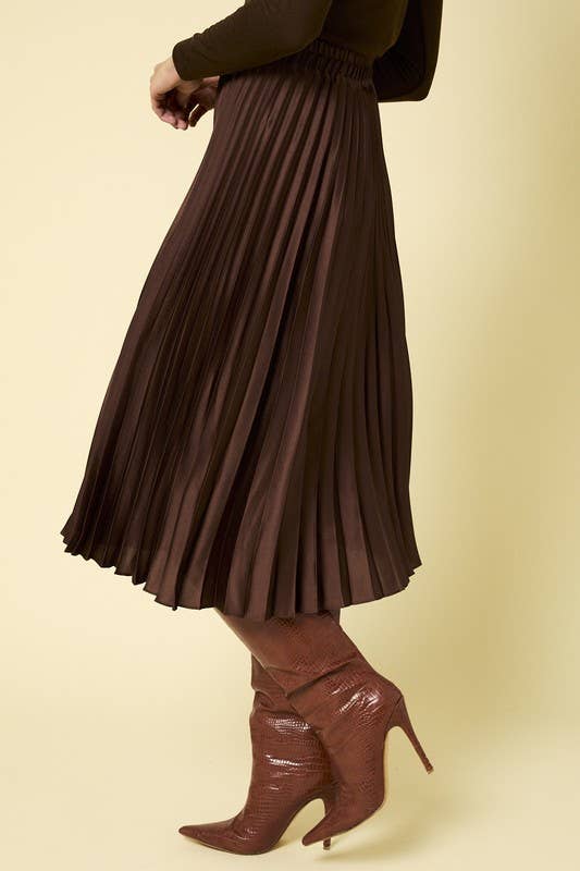 Sunburst Pleated Satin Skirt