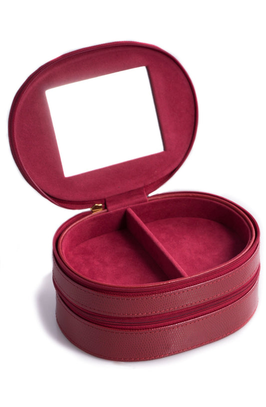 Bey-Berk Leather Lizard 2-Level Jewelry Case