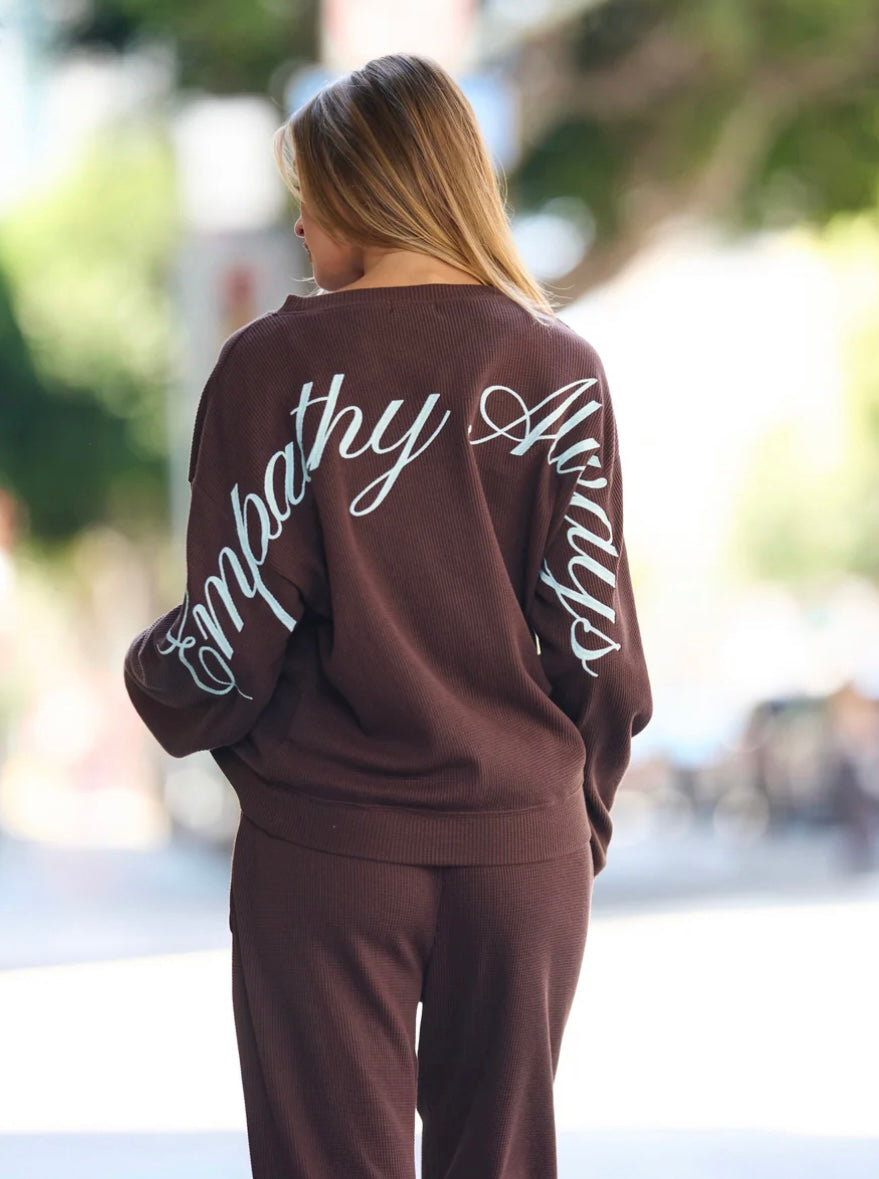 The Mayfair Group Empathy, Always Brown Waffle Crewneck