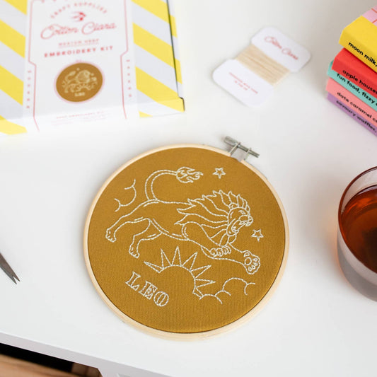 Cotton Clara Craft Kits & Supplies - Leo Embroidery Hoop Kit