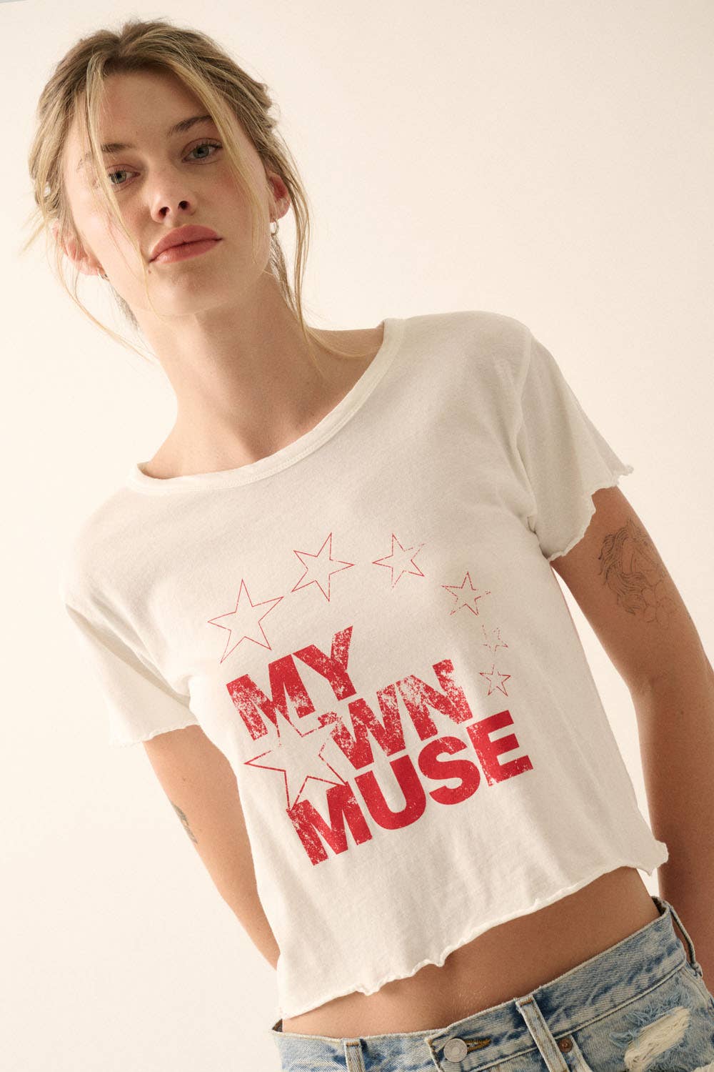 Vintage Canvas - My Own Muse Vintage Wash Cropped Graphic Tee