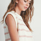 Crew Neck Striped Knit Tank Top