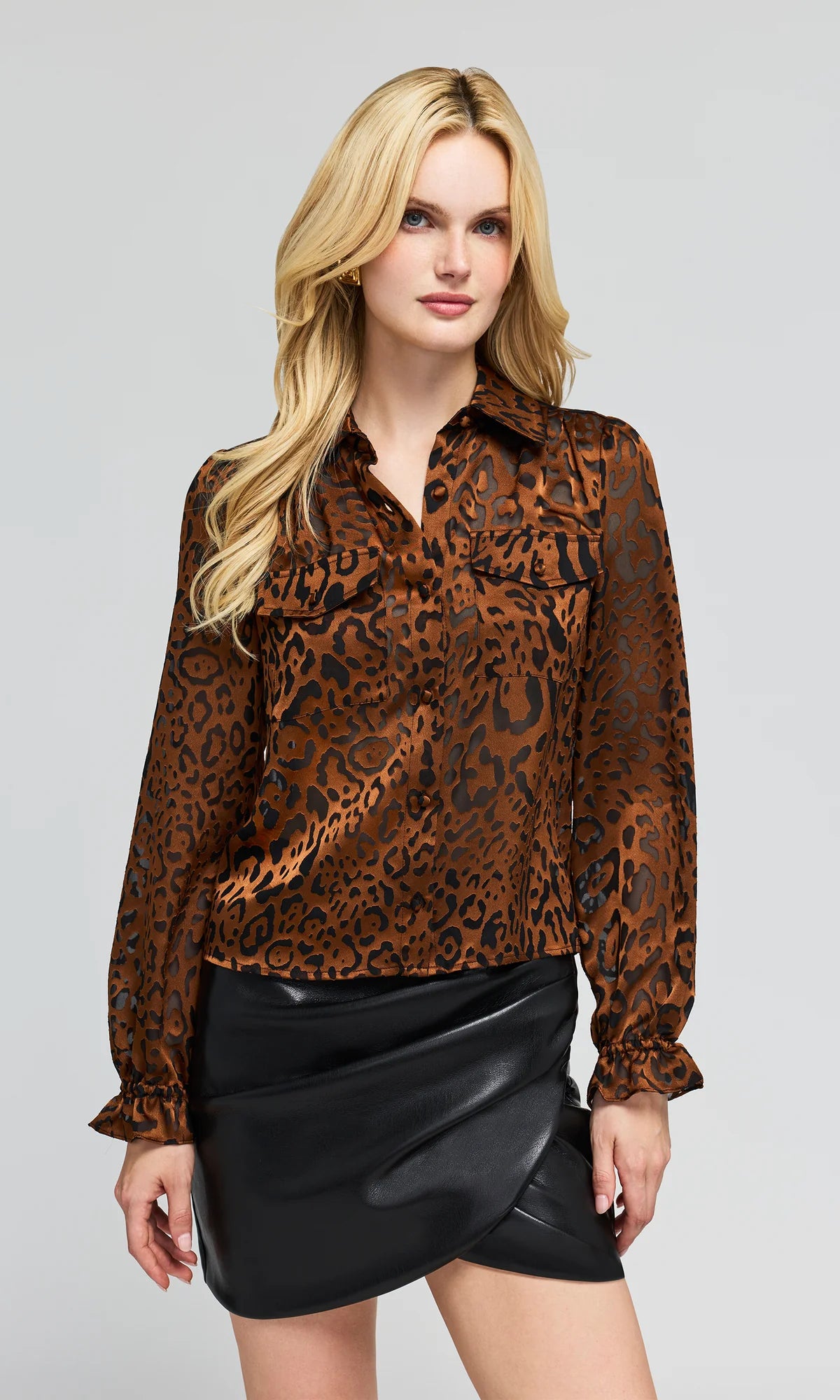 Priya Leopard Burn-Out Blouse