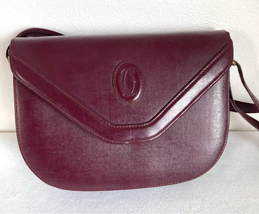Vintage Cartier Crossbody Bag in Bordeaux Red