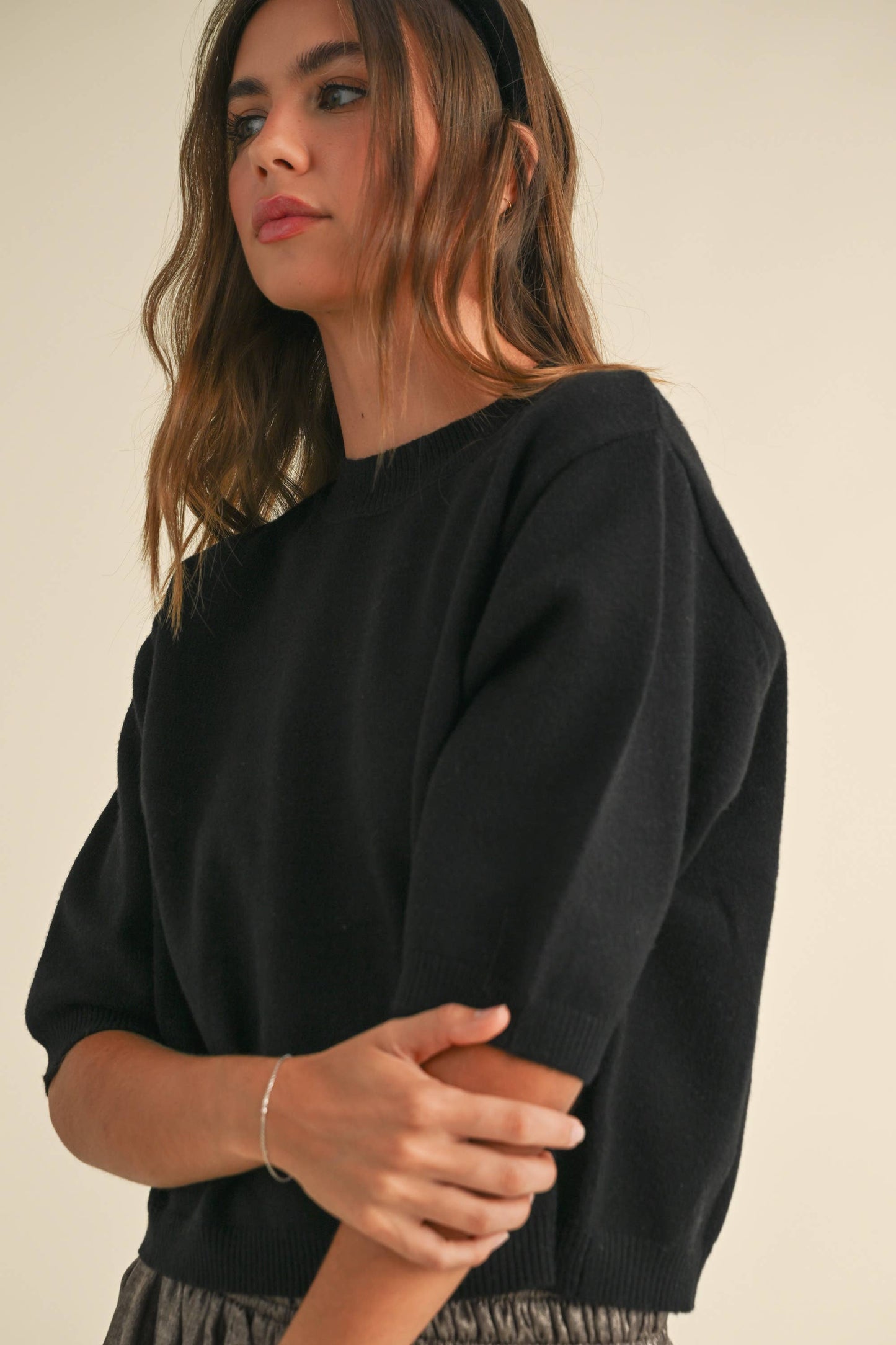Miou Muse Short Sleeve Sweater Top