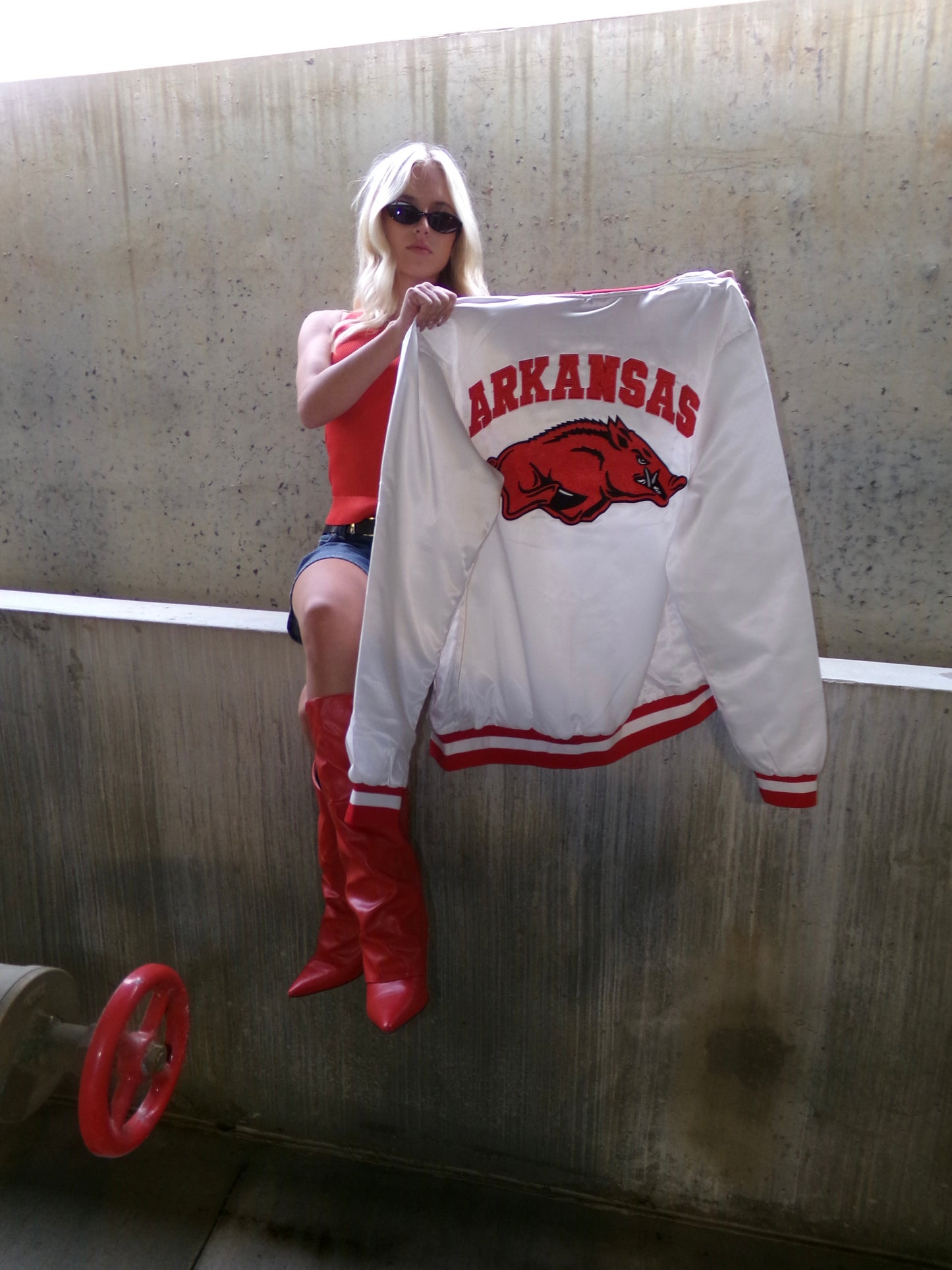 Varsity Collection - Arkansas Razorbacks Satin Bomber