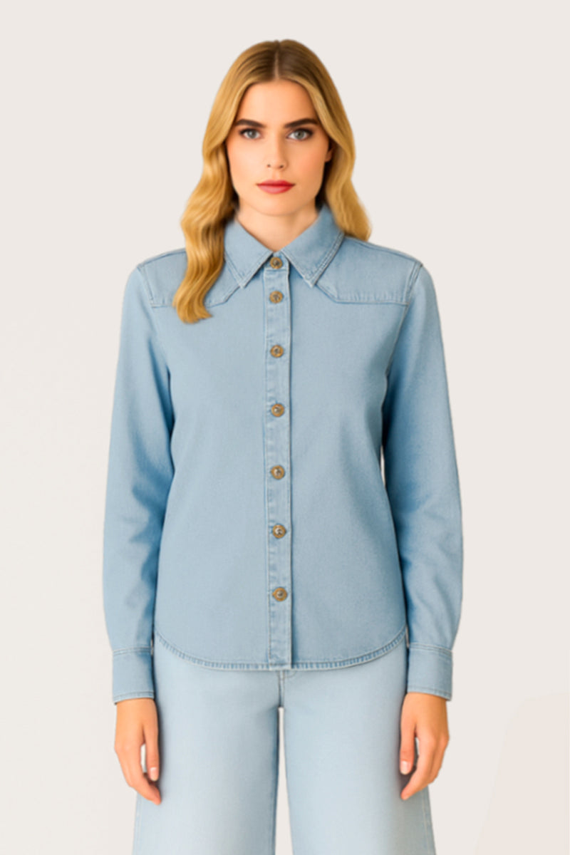 CHEMISE TENCEL BOUTONS FLEURS