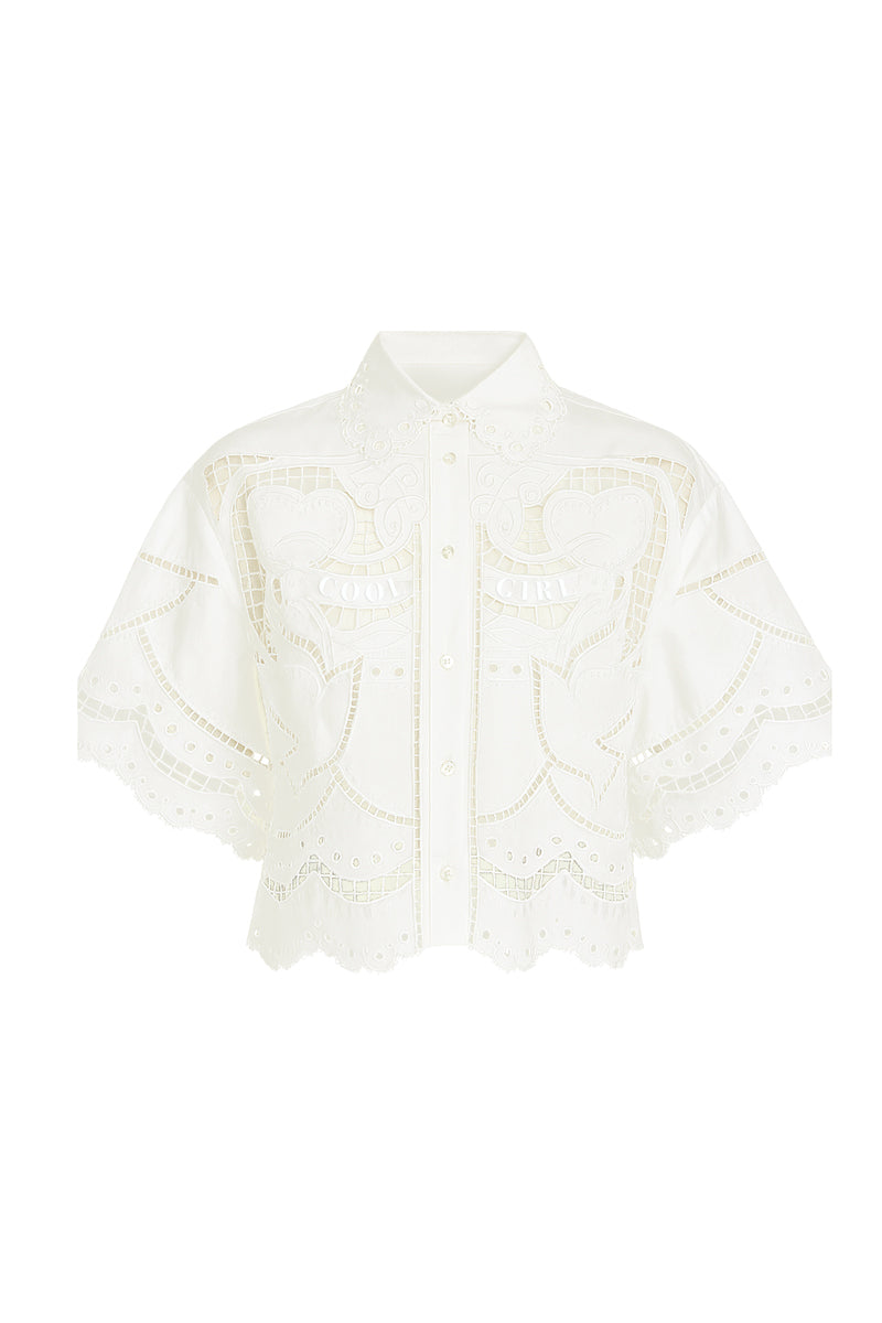 CHEMISE MC AVEC BRODERIES