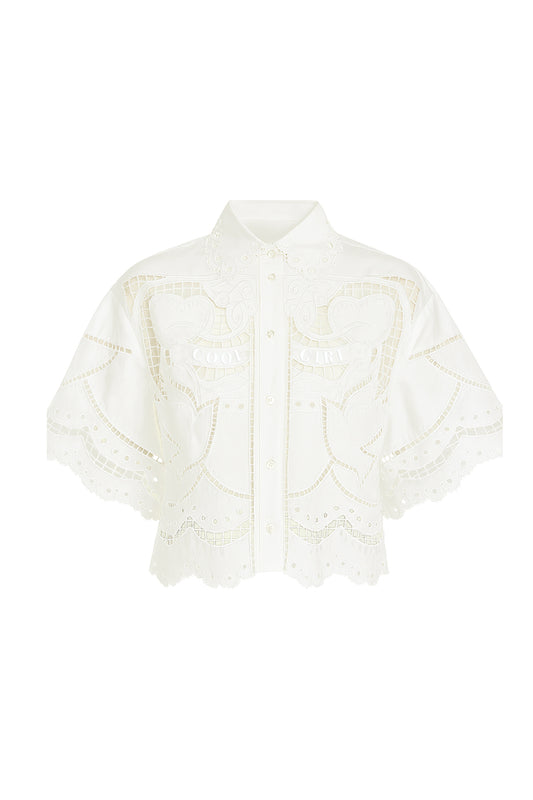 CHEMISE MC AVEC BRODERIES