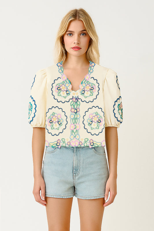 TOP MC FLEURS BRODEES MULTICO