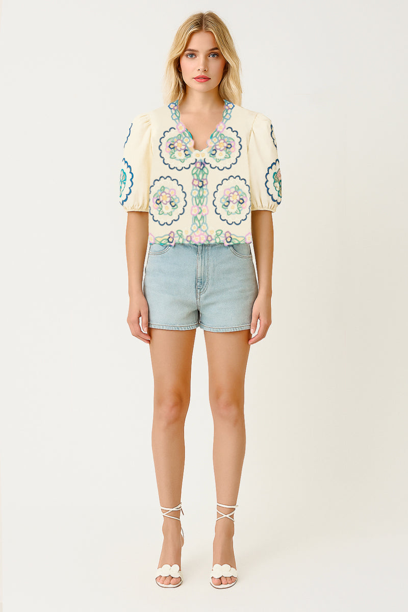 TOP MC FLEURS BRODEES MULTICO