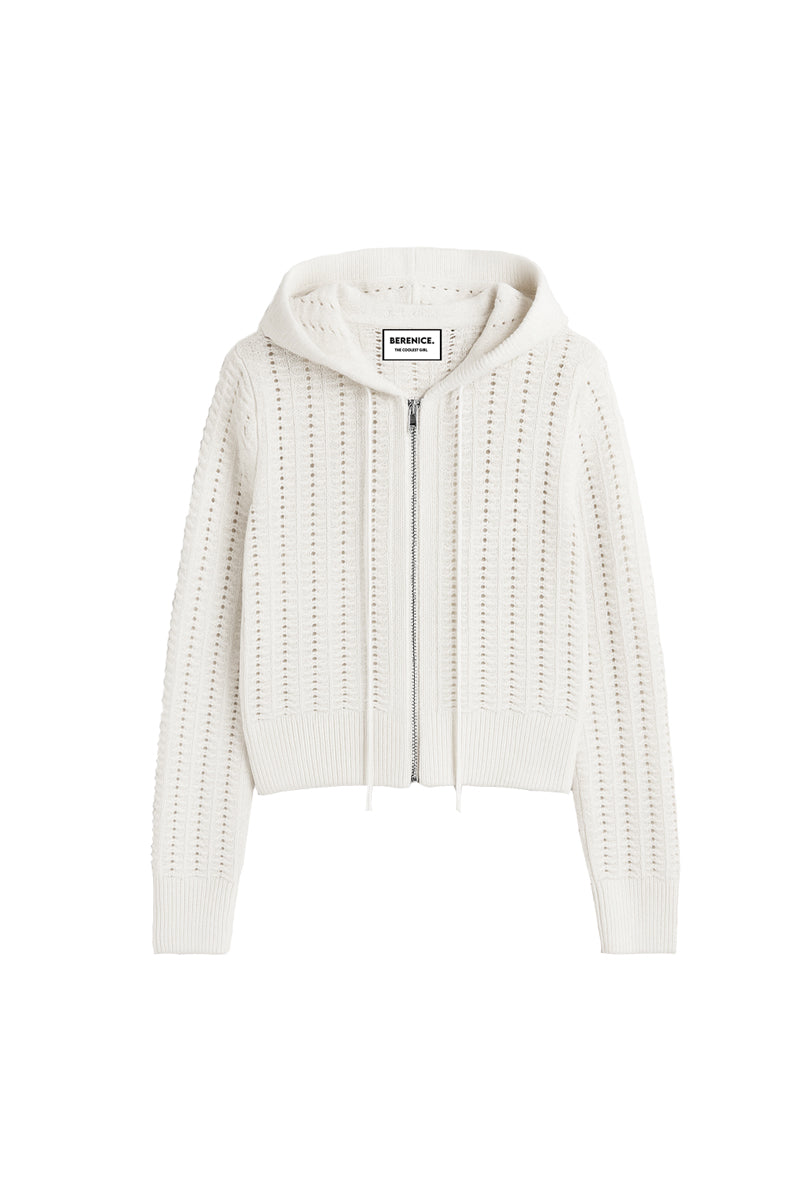 GILET CAPUCHE MAILLE FANTAISIE
