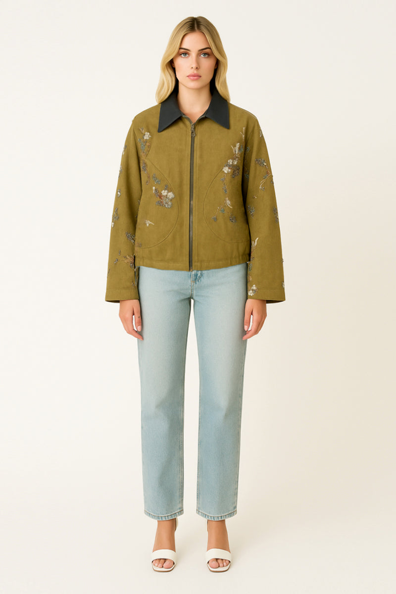 VESTE COURTE BRODERIE PERLES