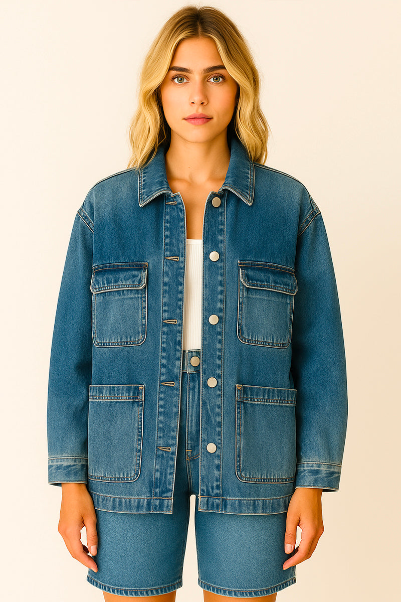 VESTE EN JEAN AVEC FRANGES