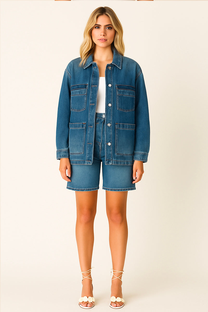 VESTE EN JEAN AVEC FRANGES