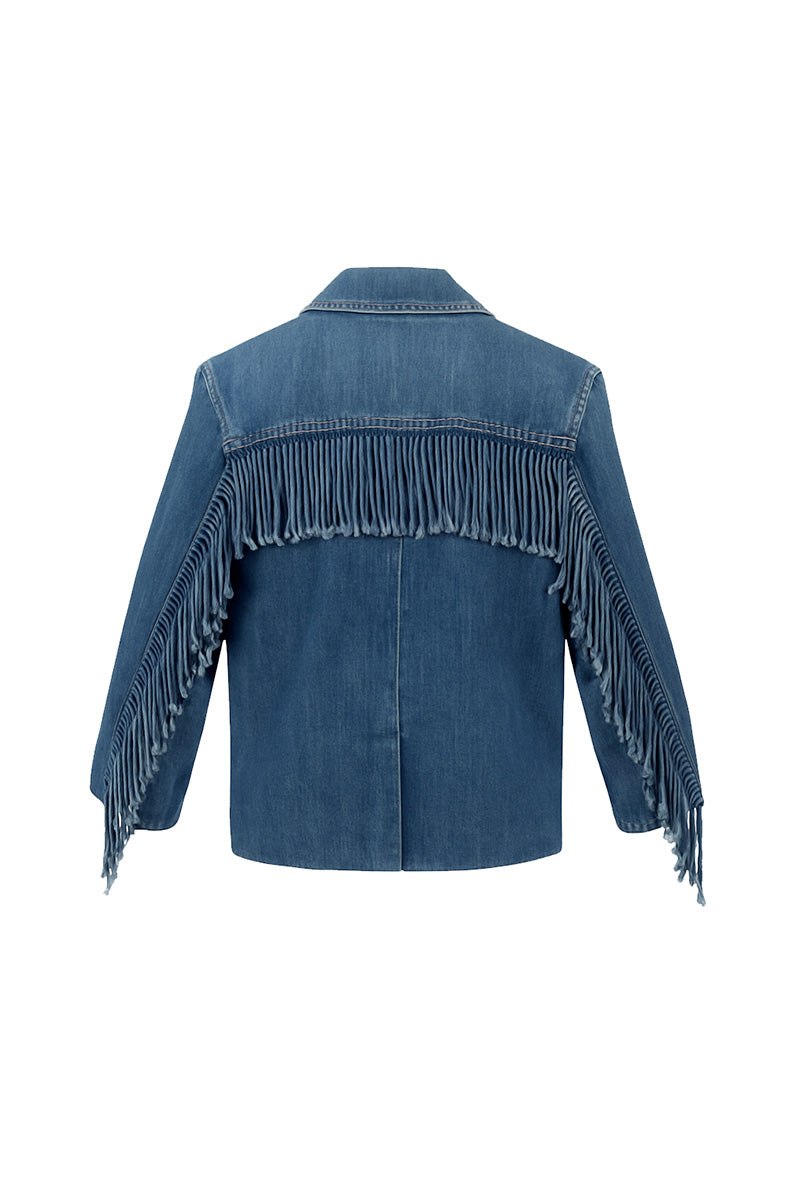 VESTE EN JEAN AVEC FRANGES