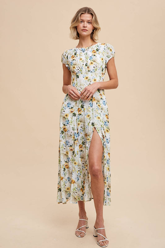In Loom - VISCOSE FLORAL PRINT OPEN BACK DRESS