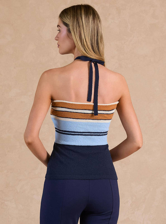 Current Air - Terry Knit Halter Top - Navy Mlt / M