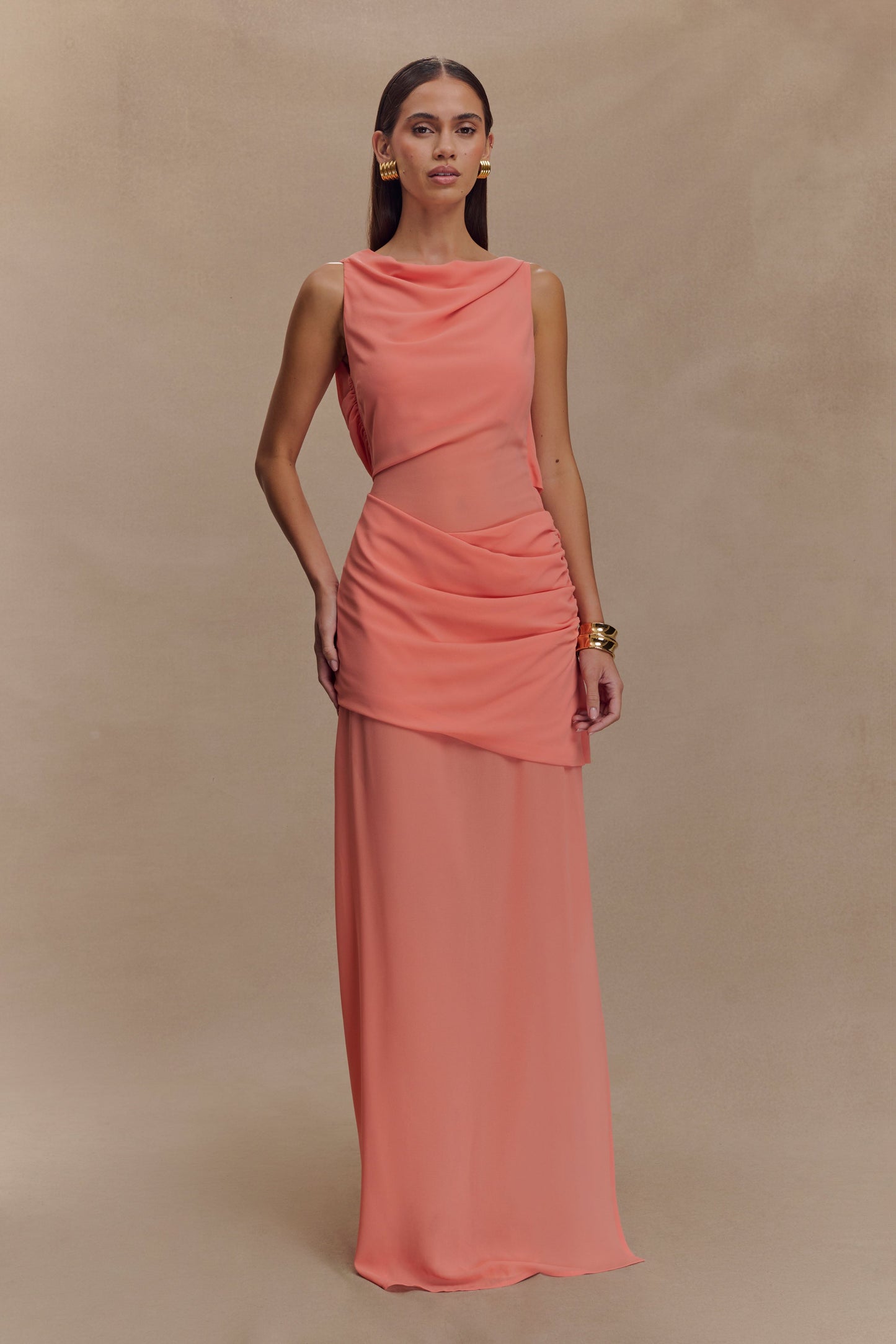 Meshki Daria
Draped Chiffon Maxi Dress