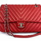 Chanel Classic Double Flap Bag – Red Quilted Lambskin with Silver Hardware