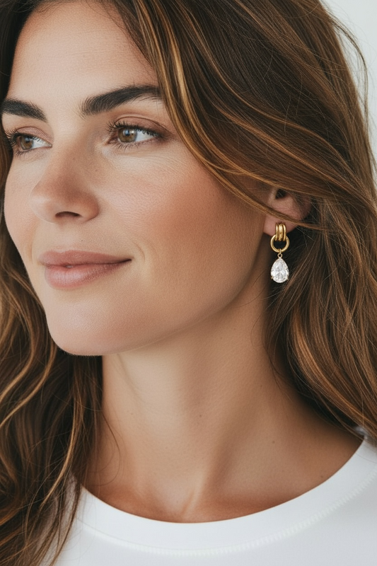 The Ellis Drop Hoop – 18K Gold Water Drop Earrings