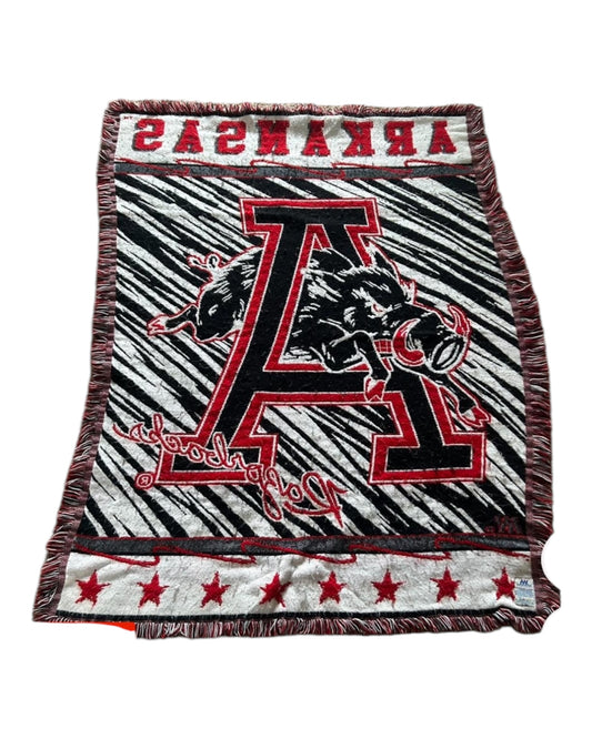 Retro Arkansas “A” Hog Logo Blanket – Made in USA – 90s Vibe