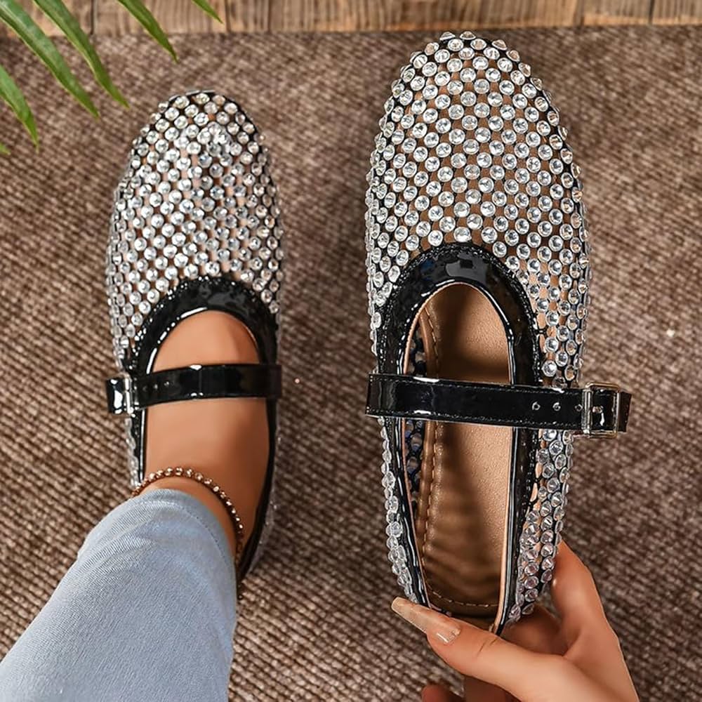 Rhinestone Mesh Mary Janes