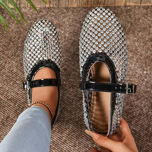 Rhinestone Mesh Mary Janes
