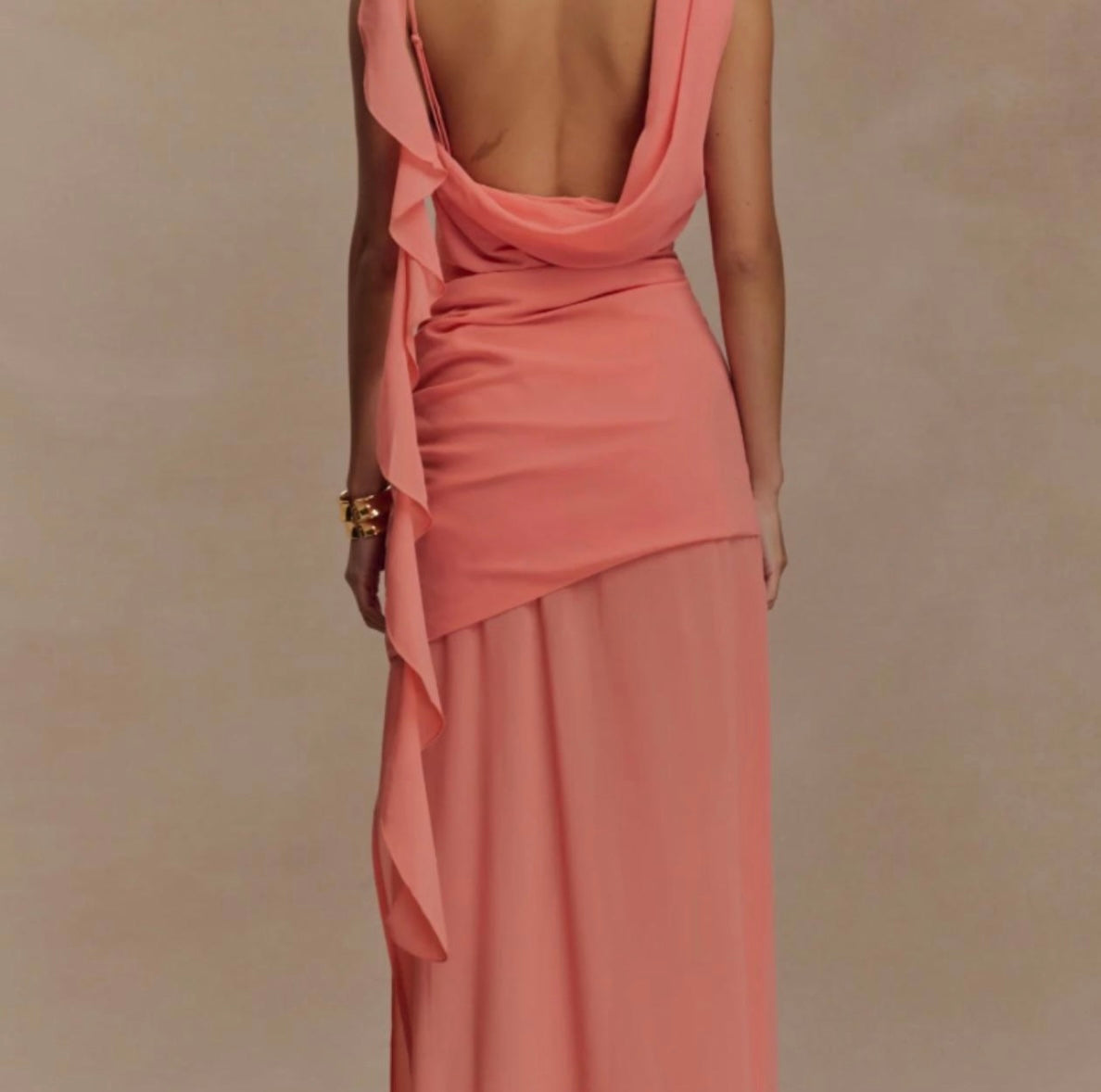 Meshki Daria
Draped Chiffon Maxi Dress