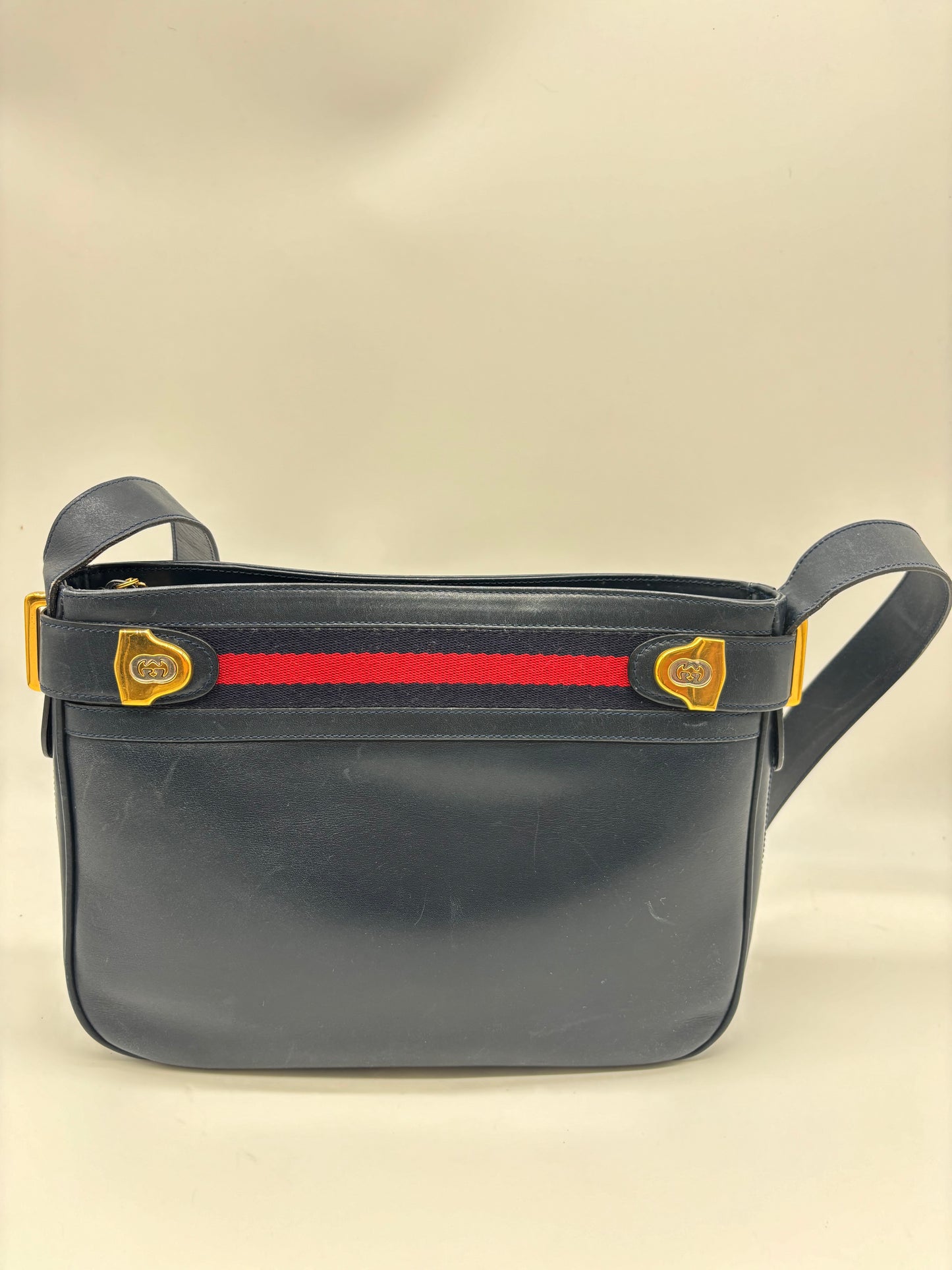 Gucci Leather Vintage Sherry Web Line Leather Crossbody Shoulder Bag, 1980.