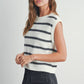 Crew Neck Striped Knit Tank Top
