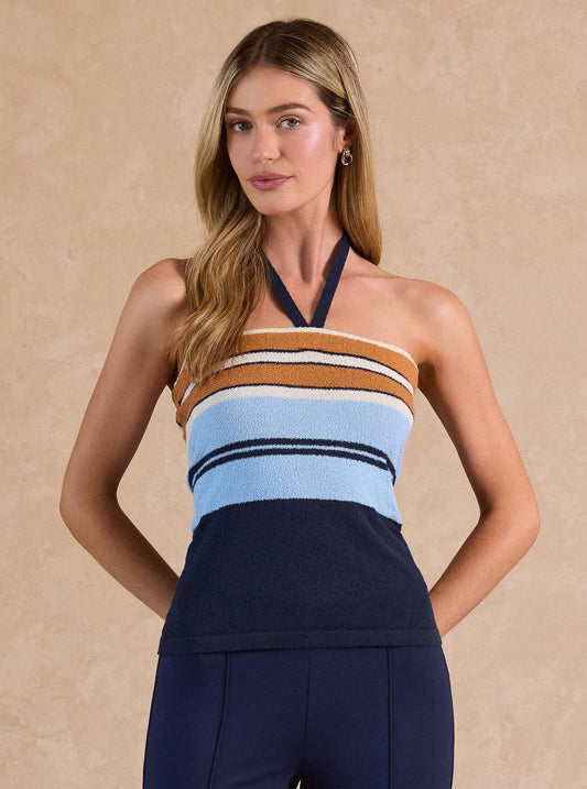 Current Air - Terry Knit Halter Top - Navy Mlt / XS