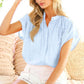Henley Neckline Button Down Short Sleeve Top
