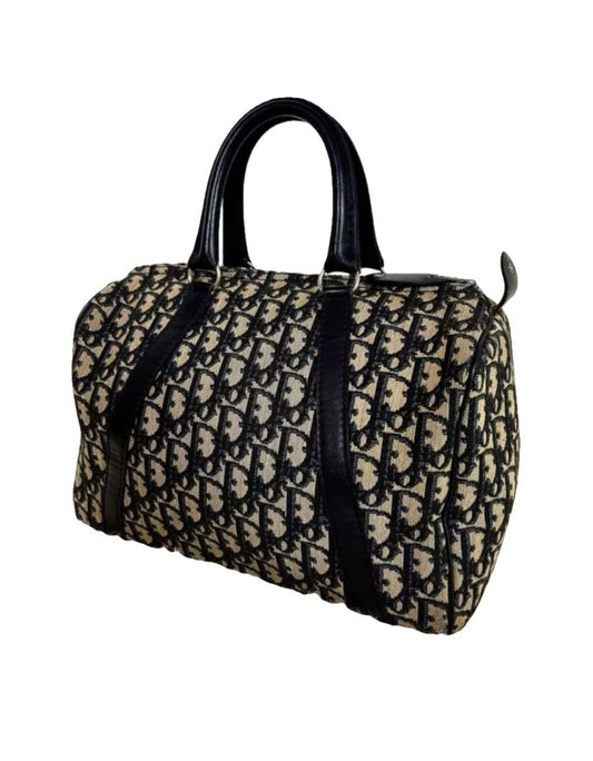 Christian Dior Trotter Mini Boston Bag Tote Bag Handbag Navy