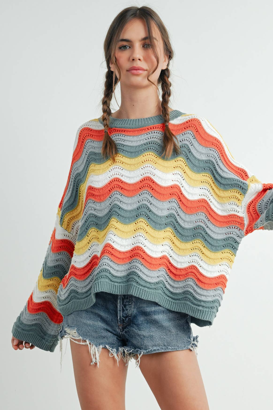 BUTTERMELON - Color Block Sweater  - BMW7639