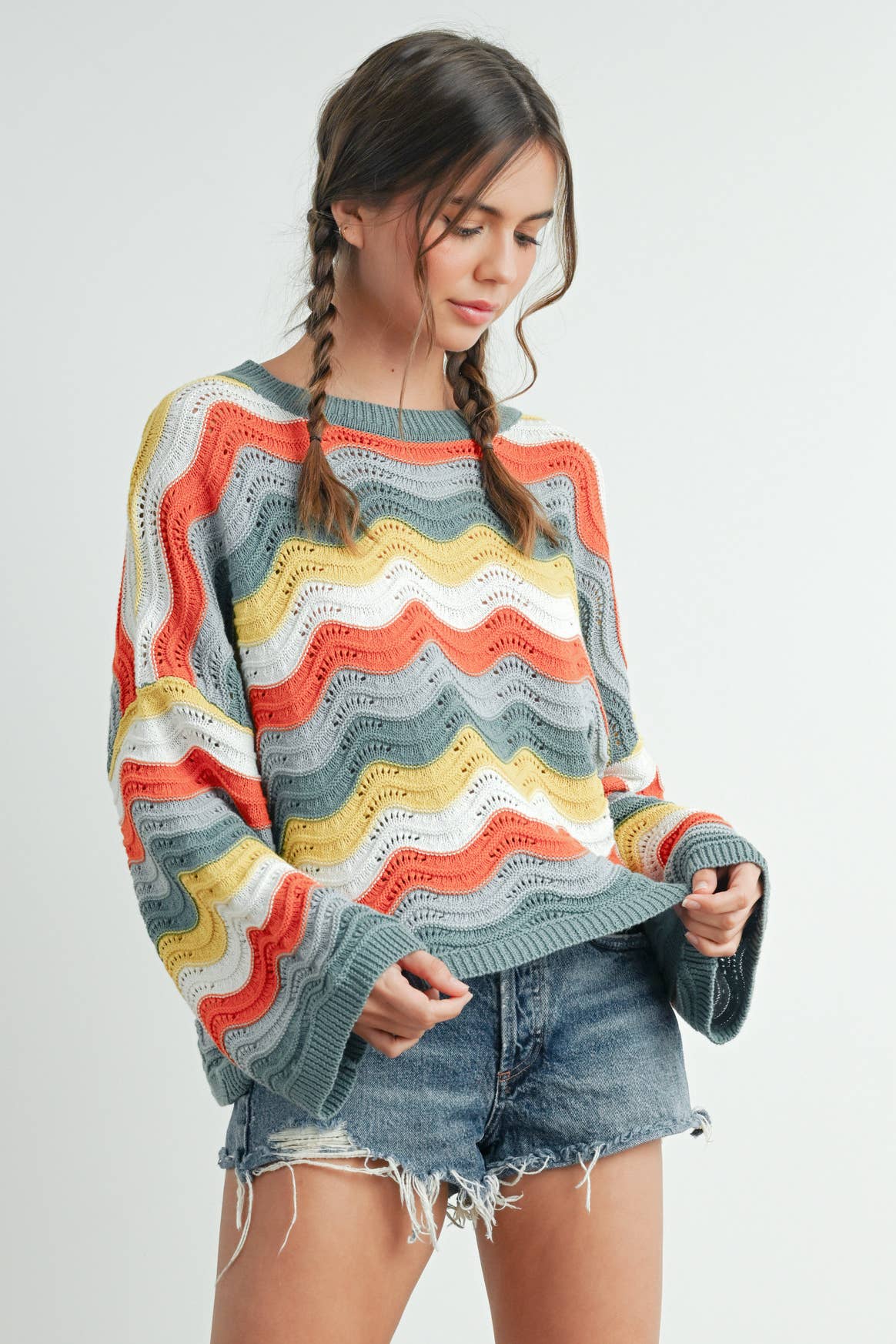 BUTTERMELON - Color Block Sweater  - BMW7639