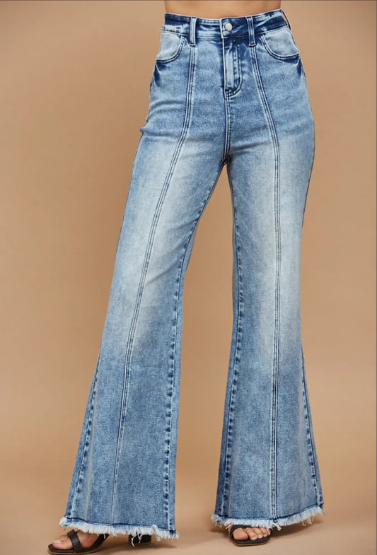 Flared Mid-Denim Jeans - Wisteria Lane