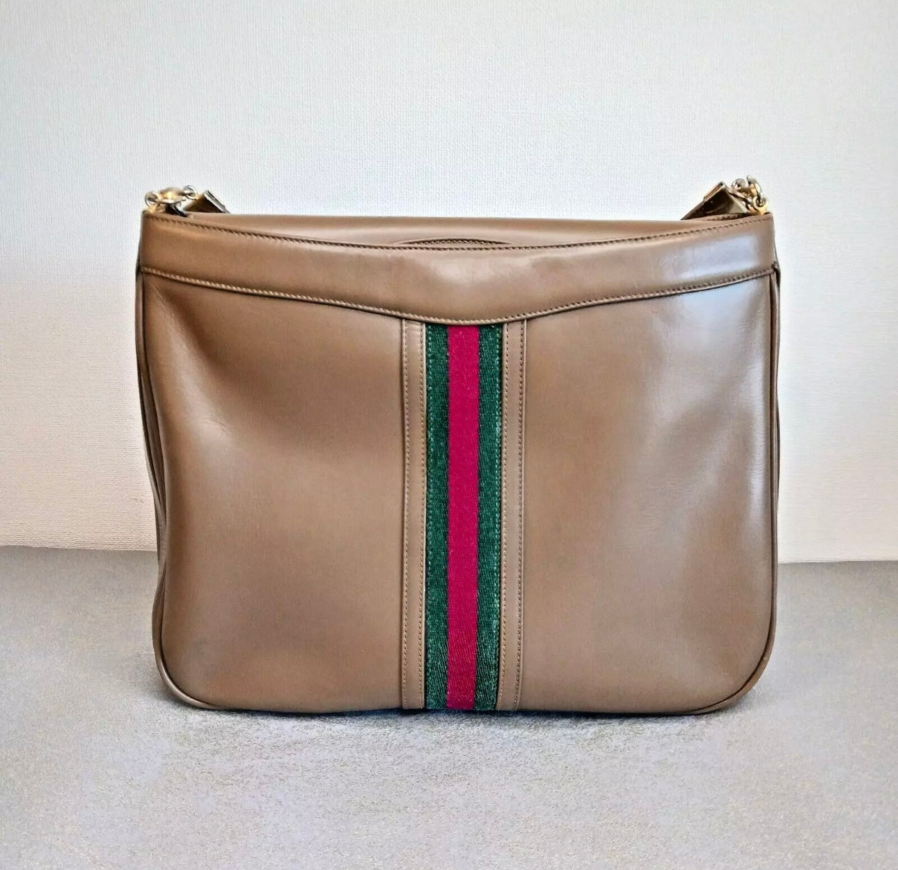 GUCCI 80s Vintage Shoulder Bag Sherry Line Leather Brown Pre-Owned