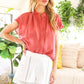 Henley Neckline Button Down Short Sleeve Top