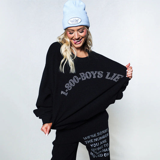 Black 1-800 Kara Crewneck - Boys Lie