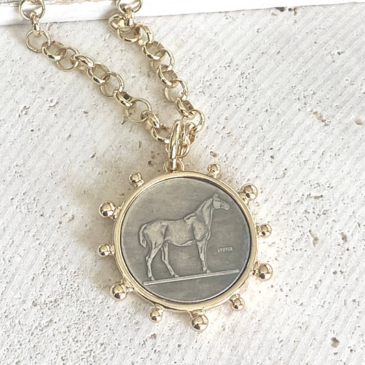 VB&CO Designs Handmade Jewelry - Horse coin necklace western equestrian jewelry derby
