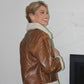 Vintage Style Sherpa Accent Faux Leather Jacket