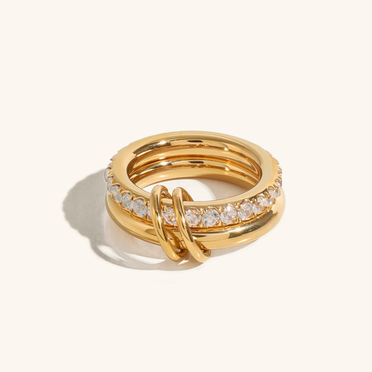 Chunky Crystal Band Ring – Gold Plated