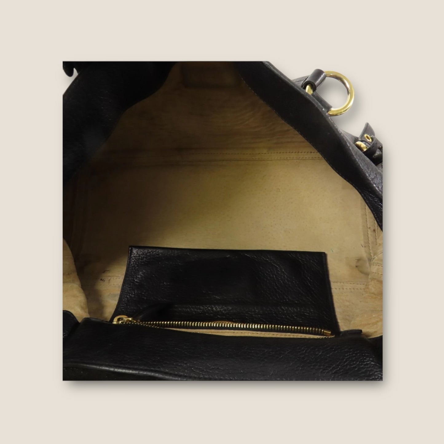 Miu Miu Black Calfskin Leather 2-Way Shoulder Bag with Gold Hardware