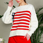USA Flag Boat Neck Knit Sweater Top VT82059