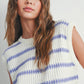 Crew Neck Striped Knit Tank Top